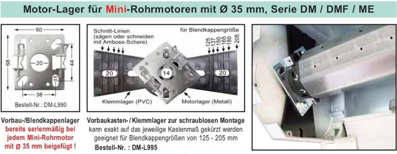 WTS - Funk Mini Rohrmotoren Serie DMF, 433,92 MHz mit mechanischer Endabschaltung für Rollläden und Markisen