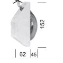 Mini-Halb-Einlassgurtwickler weiß, 5 m Gurtaufnahme, ohne Gurt, 28 mm breit mit Masse