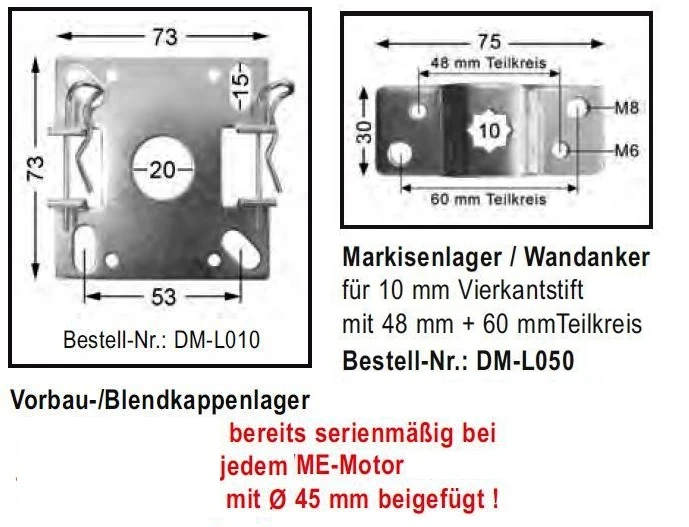 WTS - Rohrmotoren Serie ME mit elektronischer Endabschaltung, Ø 45 mm