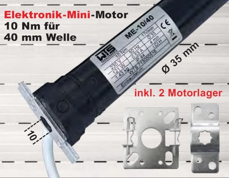 WTS - Mini-Rohrmotor Serie ME : mit elektronischer Endabschaltung