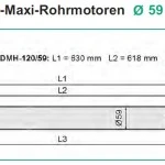 WTS - NHK-Maxi-Rohrmotoren Serie DMH-59 mit Nothandbedienung durch Kurbelstange  Ø 59 mm