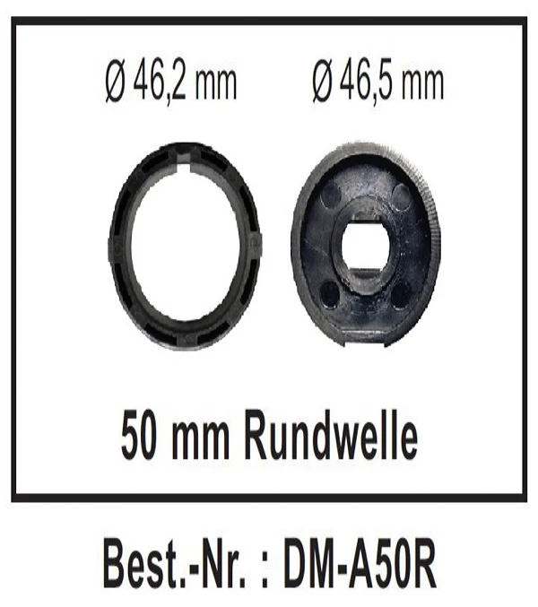 WTS - Adapterset DM-A50R - 50 mm Rundwelle für Mini-Rohrmotoren  Ø 35 mm, Serie DM - DMF - ME