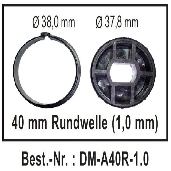 WTS - Adapterset DM-A40R-1.0 - 40 mm Rundwelle 1,0 mm für Mini-Rohrmotoren  Ø 35 mm, Serie DM - DMF - ME