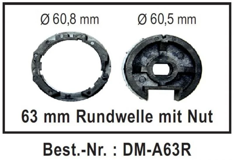 WTS - Adapterset DM-A63R : 63 mm Rundwelle mit Nut für alle Rohrmotoren  Ø 45 mm Serie