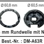 WTS - Adapterset DM-A63R : 63 mm Rundwelle mit Nut für alle Rohrmotoren  Ø 45 mm Serie