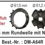 WTS - Adapterset DM-A64R : 64 mm Rundwelle mit Nut für alle Rohrmotoren  Ø 45 mm, Serie