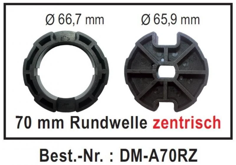 WTS - Adapterset DM-A70RZ  70 mm Zentrisch Rundwelle für alle Rohrmotoren  Ø 45 mm Serie