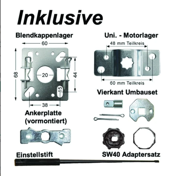 WTS -Mini-Rohrmotor 13 NM für Gleichstrom 12V DC mit mechanischer Endabschaltung