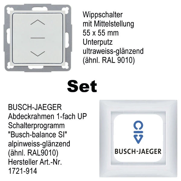 WTS- Wippschalter mit Mittelstellung 55x55mm, Rast-Funktion