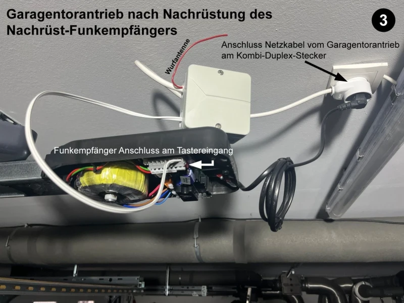   WTS - Funkempfänger 1-Kanal 868 MHz, mit eingelerntem 2-Kanal Handsender S5Q-2K-WTS (KeeLoq), Netzkabel mit Schukostecker 0,5m, 2-adrige Litze 0,5m