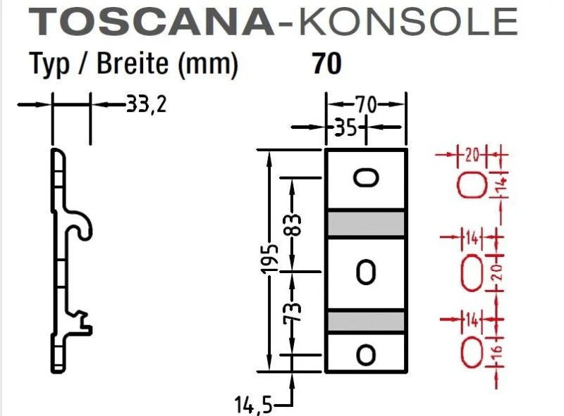 Wand Decken Konsole für Lewens Toscana - Markise , Wand- und Deckenkonsole in einen