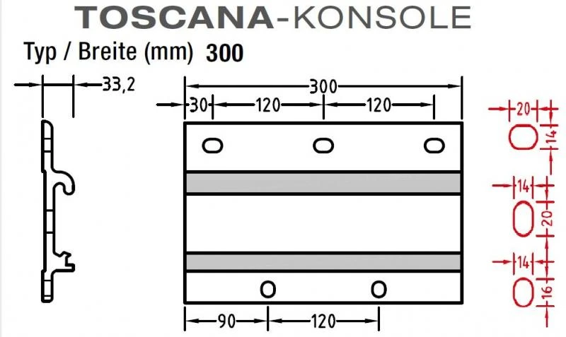 Wand Decken Konsole für Lewens Toscana - Markise , Wand- und Deckenkonsole in einen