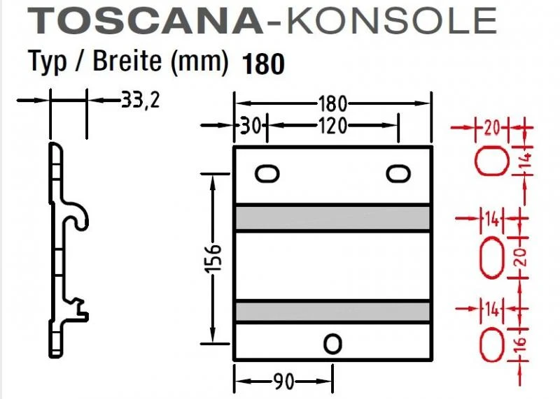 Wand Decken Konsole für Lewens Toscana - Markise , Wand- und Deckenkonsole in einen