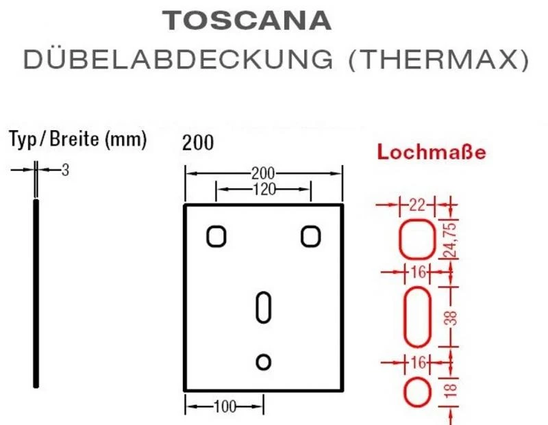 Dübelabdeckung-Thermax für Lewens  Toscana Markise für Wand und Deckenkonsolen