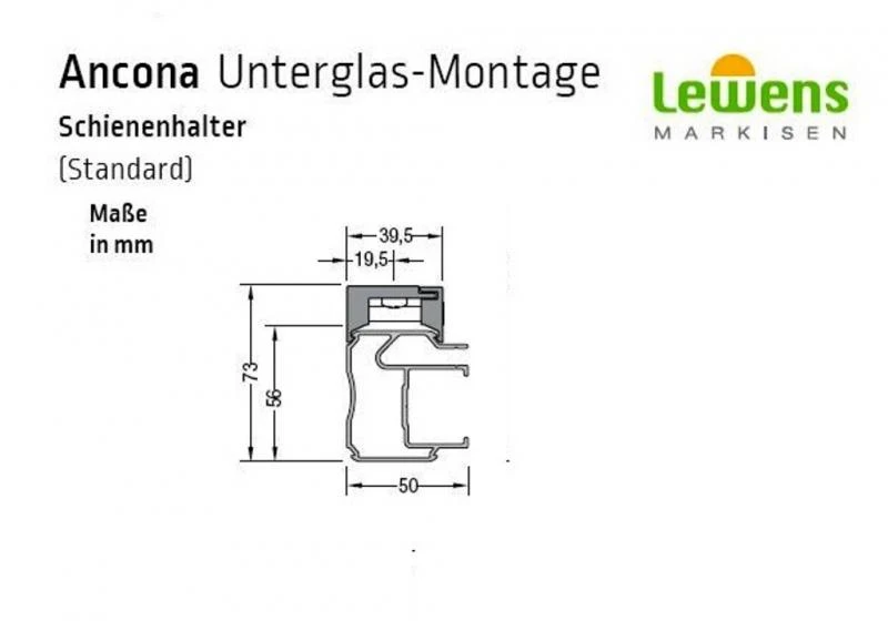 Montagefuß inkl. Schienenhalter - für Lewens Anconan Unterglasmarkise 
