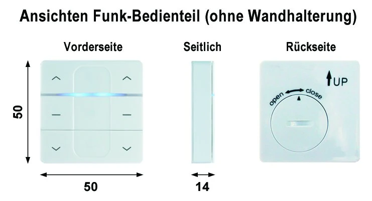 WTS - Funk-Wand Sender Serie DMF-WS2  2 Kanal Funkfrequenz: 433,92 MHz für Funk-Rohrmotoren Serie DMF