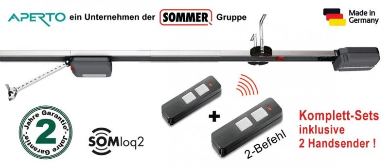 APERTO SOMMER Garagentorantrieb: Komplett-Set 550N inklusive 2 Stück SOMloq2 Handsender 2-Befehl - TYP GTA-2855-Set