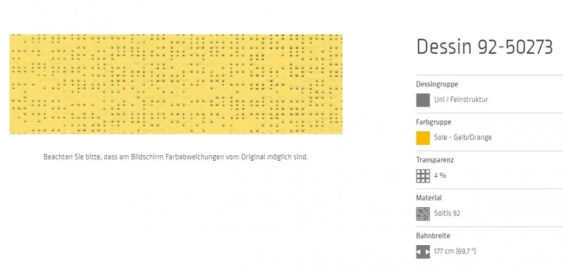 Markisentuch Soltis 92 , Sole - Gelb/Orange Transparenz 4 Prozent, Stoff-Nr. 92-50273