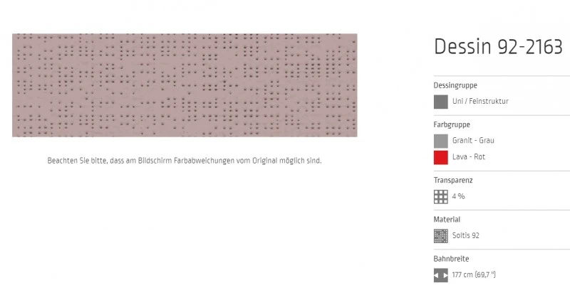 Markisentuch Soltis 92 , Granit - Grau und Lava - Rot, Transparenz 4 Prozent