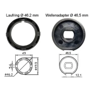 WTS - Adapterset DM-A50R : 50 mm Rundwelle für alle Rohrmotoren  Ø 45 mm, Serie