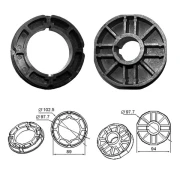 WTS - Adapterset DM-A102R-59 : 102 mm Rundwelle mit Nut nur für Maxi - Rohrmotoren  Ø 59 mm, Serie DM-59 + DMH-59