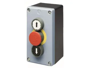 WTS - Dreifach-Drucktaster aus Metall Aufputz mit AUF + ZU Taste + NOT-HALT Pilz und wassergeschützt IP 65