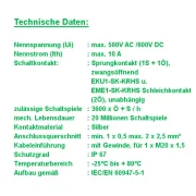 WTS - Endschalter mit Stößel Metall Sprungkontakt 1S + 1Ö, Wassergeschützt - Schutzart IP 67