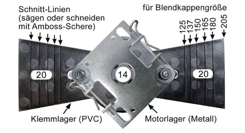 WTS - Vorbaukasten - Klemmlager  DM-L110 für Rohrmotoren  Ø 45 mm Serie DM - DMF - ME